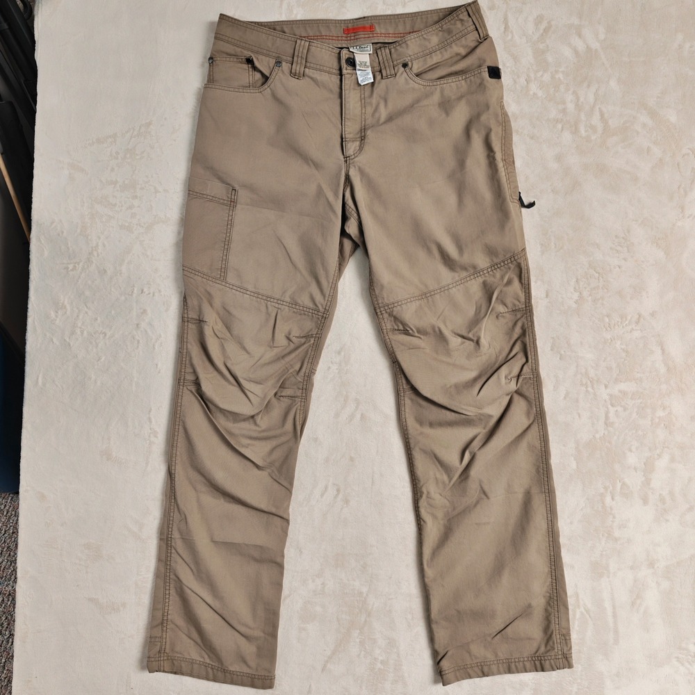 LL Bean Mens 288083 Hiking Pants Khaki Tan Cotton Nylon 36x34 Articulated Knee
